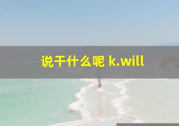 说干什么呢 k.will